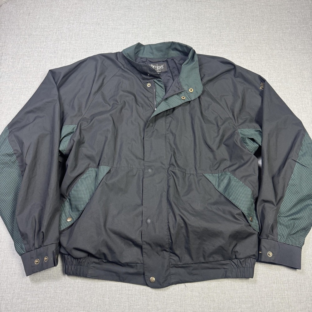 DryJoys Windbreaker Jacket Mens XL Black Golf Full Zip Lined Pockets Collared